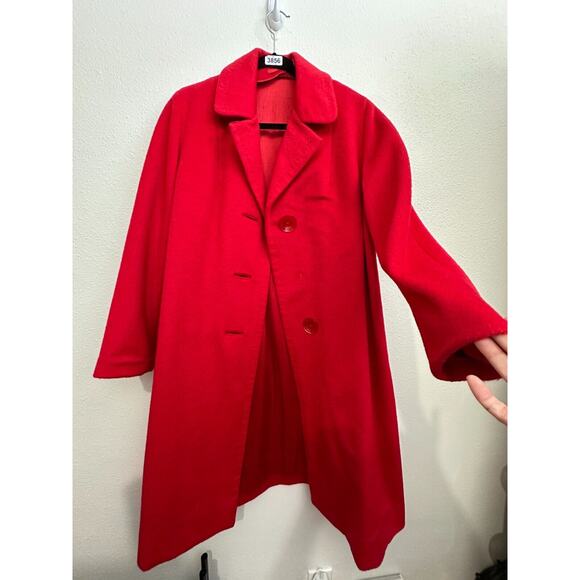 Red Oversized Felt Long Sleeve Single Button Heavy Long Line Jacket Large - Picture 2 of 11